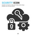 Scurity icon vector with glyph style isolated on white background. Vector illustration server protected sign symbol icon concept