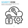 Scurity icon vector with outline style isolated on white background. Vector illustration server protected sign symbol icon concept