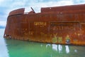 Scuttled rusting hulk of old ship Waverley