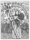 Scythe. Black and white mystic concept for Lenormand oracle tarot card