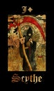 Scythe. Card of Lenormand oracle deck Gothic Mysteries