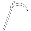 Scythe of death. Sketch. Vector illustration. Sharpened blade. Outline on an isolated white background. Doodle style.