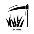 scythe icon, black vector sign with editable strokes, concept illustration Royalty Free Stock Photo