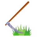 the scythe mows the grass. agricultural equipment for cleaning the territory.