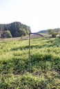 scythe. very old, there are traces of rust. on a white background. close-up Royalty Free Stock Photo