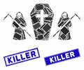 Scytheman Coffin Guard Mosaic and Grunge Rectangle Killer Seals