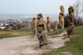 Scythian kurgan with anthropomorphic stone sculptures in Izyum, Eastern Ukraine