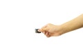 Sd card holding in man hand Royalty Free Stock Photo