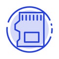 SD Card, SD, Storage, Data Blue Dotted Line Line Icon