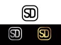 SD Initial box shape Gold color later Logo Design