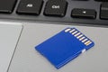 SD media card on a laptop computer Royalty Free Stock Photo