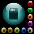 SD memory card icons in color illuminated glass buttons Royalty Free Stock Photo
