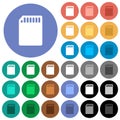 SD memory card round flat multi colored icons Royalty Free Stock Photo