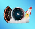 SD and Micro SD memory card with speed meter and toy rocket