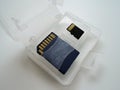 An SD and micro SD Memory card to use when taking pictures on your digital camera. These two secure digital compact Royalty Free Stock Photo