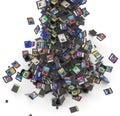 SD and microSD memory cards flow Royalty Free Stock Photo