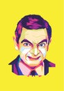 Mr. Bean WPAP POP ART COLOR Rowan Atkinson Royalty Free Stock Photo
