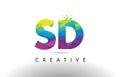 SD S D Colorful Letter Origami Triangles Design Vector.