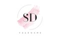 SD S D Watercolor Letter Logo Design with Circular Brush Pattern