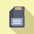 SD storage chip icon flat vector. Archive database Royalty Free Stock Photo