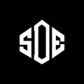 SDE letter logo design with polygon shape. SDE polygon and cube shape logo design. SDE hexagon vector logo template white and Royalty Free Stock Photo