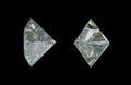 Sde views of princess cut diamond or gemstone on black Royalty Free Stock Photo