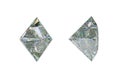 Sde views of princess cut diamond or gemstone on white Royalty Free Stock Photo