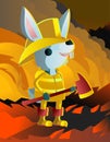 Fireguard rabbit in the fire with an axe Royalty Free Stock Photo