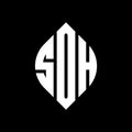 SDH circle letter logo design with circle and ellipse shape. SDH ellipse letters with typographic style. The three initials form a Royalty Free Stock Photo