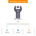 SDK, App, development, kit, programming Business Flow Chart Design with 3 Steps. Glyph Icon For Presentation Background Template Royalty Free Stock Photo