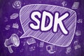 SDK - Doodle Illustration on Purple Chalkboard.