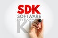 SDK Software Development Kit acronym written by hand with marker. Technology term representing tools, libraries, and documentation Royalty Free Stock Photo