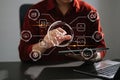 SDK Software development kit programming language technology concept, Person typing laptop computer and tablet with SDK icon on Royalty Free Stock Photo