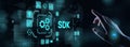 SDK Software development kit programming language technology concept on virtual screen. Royalty Free Stock Photo