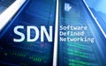 SDN, Software defined networking concept on modern server room background Royalty Free Stock Photo