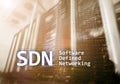 SDN, Software defined networking concept on modern server room background Royalty Free Stock Photo