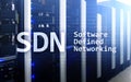 SDN, Software defined networking concept on modern server room background Royalty Free Stock Photo