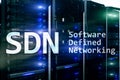 SDN, Software defined networking concept on modern server room background Royalty Free Stock Photo