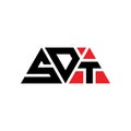 SDT triangle letter logo design with triangle shape. SDT triangle logo design monogram. SDT triangle vector logo template with red Royalty Free Stock Photo