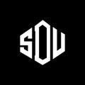 SDU letter logo design with polygon shape. SDU polygon and cube shape logo design. SDU hexagon vector logo template white and Royalty Free Stock Photo