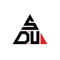 SDU triangle letter logo design with triangle shape. SDU triangle logo design monogram. SDU triangle vector logo template with red Royalty Free Stock Photo