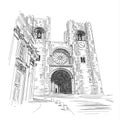 Se Cathedral in Lisbon - Vector illustration, hand drawing