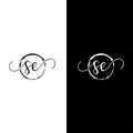 SE Initial handwriting logo vector, SE Initial handwriting logo design with a circle.