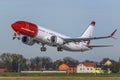 SE - RTI is the designation of the Norwegian Boeing 737-8 MAX at the Prague\'s Vaclav Havel Airport Royalty Free Stock Photo