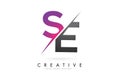 SE S E Letter Logo with Colorblock Design and Creative Cut