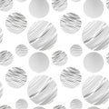 Seamless pattern with circles doodled. Geometrical pattern with set circle in grey pastel endless background hand drawn texture Royalty Free Stock Photo