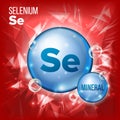 Se Selenium Vector. Mineral Blue Pill Icon. Vitamin Capsule Pill Icon. Substance For Beauty, Cosmetic, Heath Promo Ads