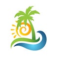 Sea and sun season image logo