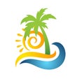 Sea and sun season image logo Royalty Free Stock Photo