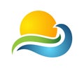 Sea and sun season image logo Royalty Free Stock Photo